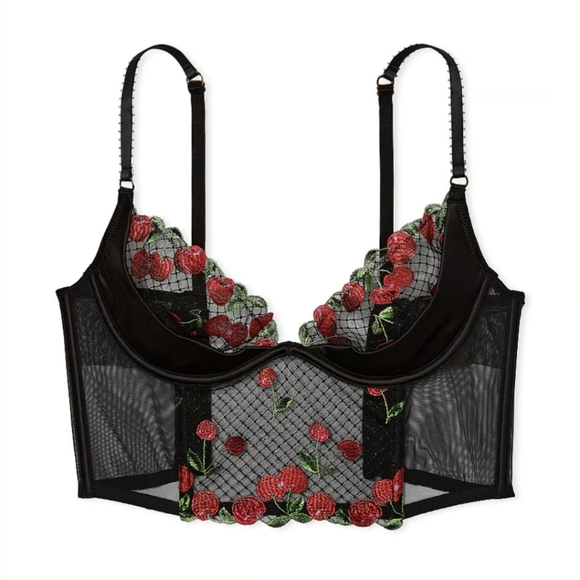 Victoria's Secret Very Cherry Embroidery Quarter-Cup Corset Top 36C - Picture 4 of 5